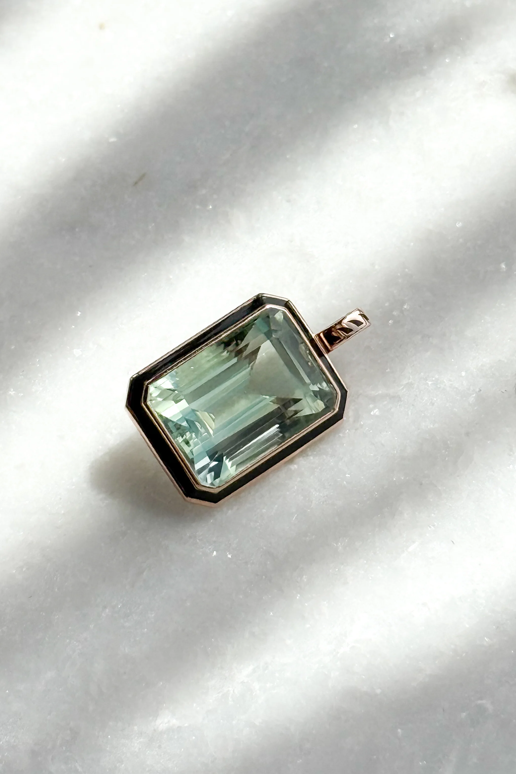 Emerald Cut Green Amethyst Pendant