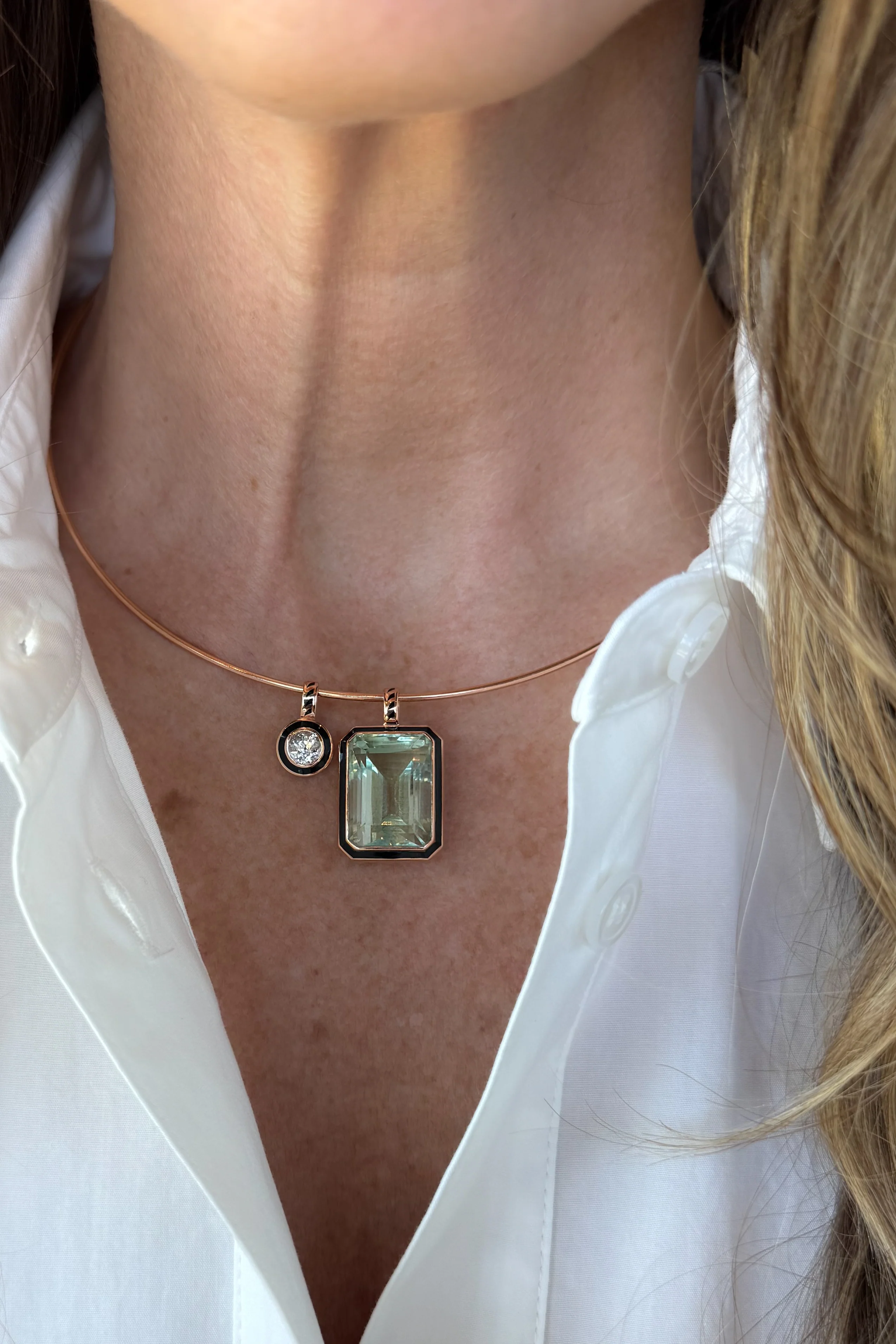 Emerald Cut Green Amethyst Pendant - Image 2